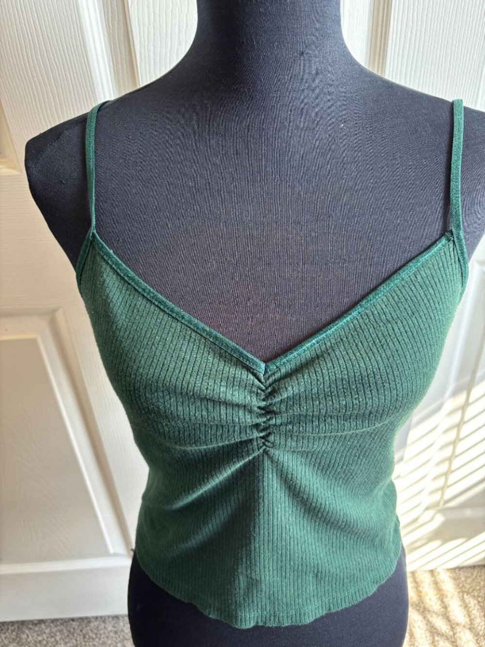 American Eagle Ribbed Ruched Cami Tank Top | Size Large - Picture 4 of 4